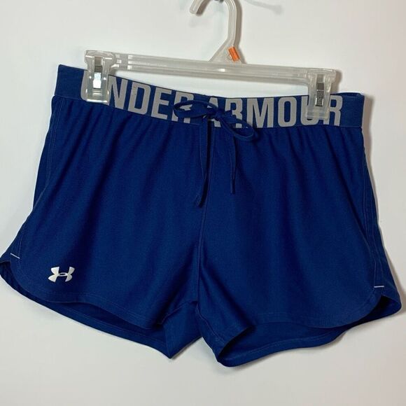 Under Armour Women's Active Heat Gear Loose Fit Athletic Shorts Blue Small - Picture 1 of 5